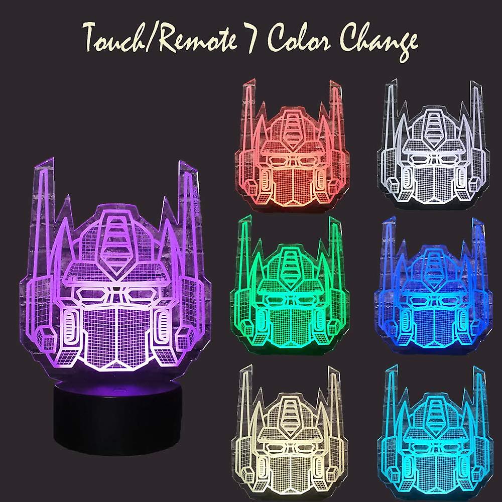 Anime Transformers Optimus Prime 3d Led Acrylic Night Light Bumblebee Autobot 16 Color 4 Mode Usb Powered Touch Remote Table Desk Toy Lamp Bedroom Moo