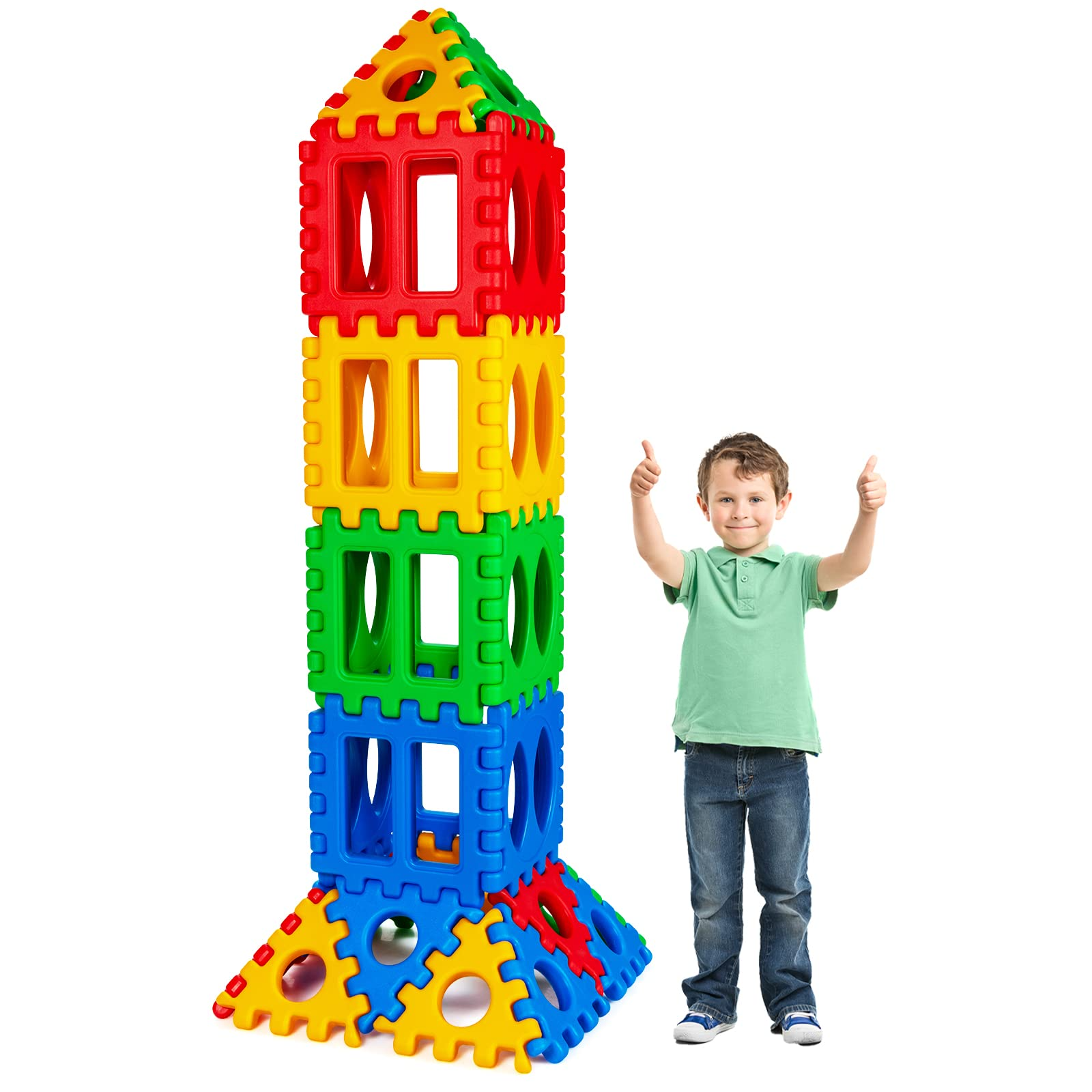 Costzon 32 Pieces Jumbo Building Blocks for Kids, Big Waffle Block Set