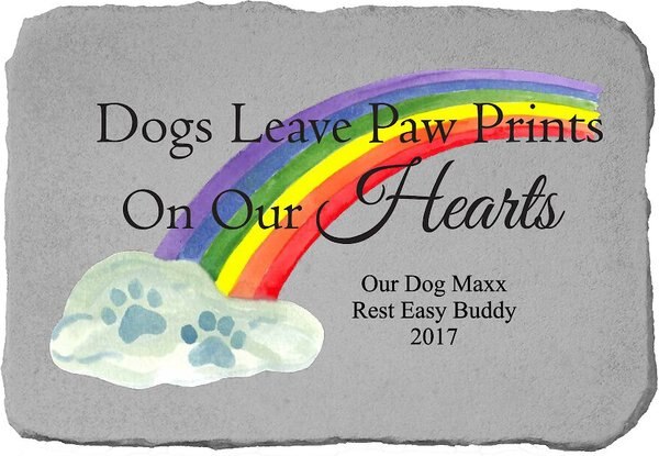 Kay Berry Dogs Leave Pawprints Rainbow Personalized Stone