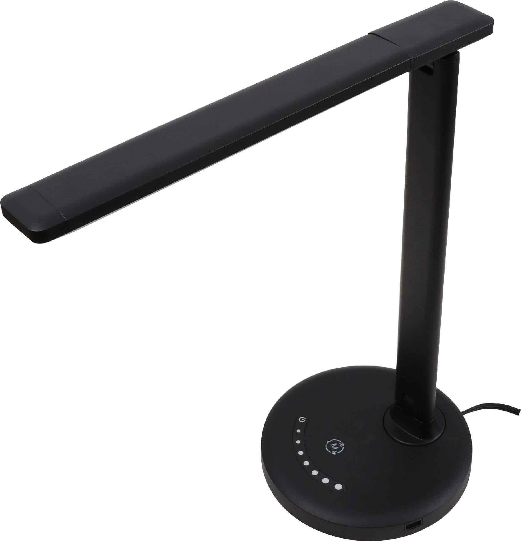 Mainstays Dimmable Plastic LED Desk Lamp with USB Charging Port， Black with Powder Coating