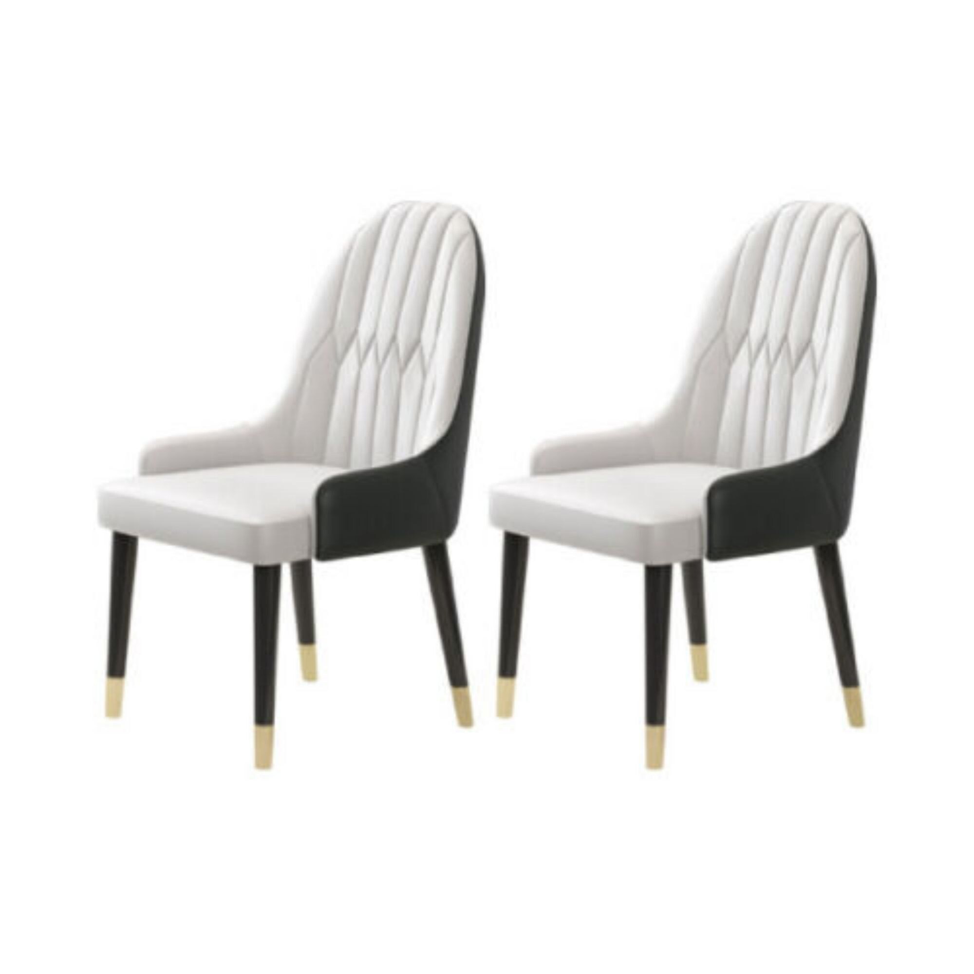 Zedek Modern Leather Dining Chairs with Solid Wooden Legs(Set of 2)