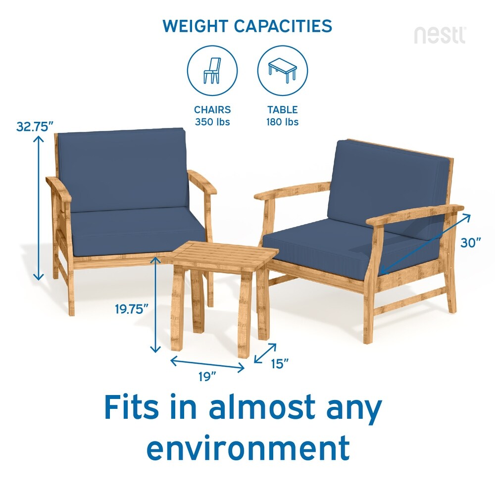 Nestl 3 Piece Acacia Wood Small Patio Furniture Set   Outdoor Patio Bistro Set with Patio Chairs