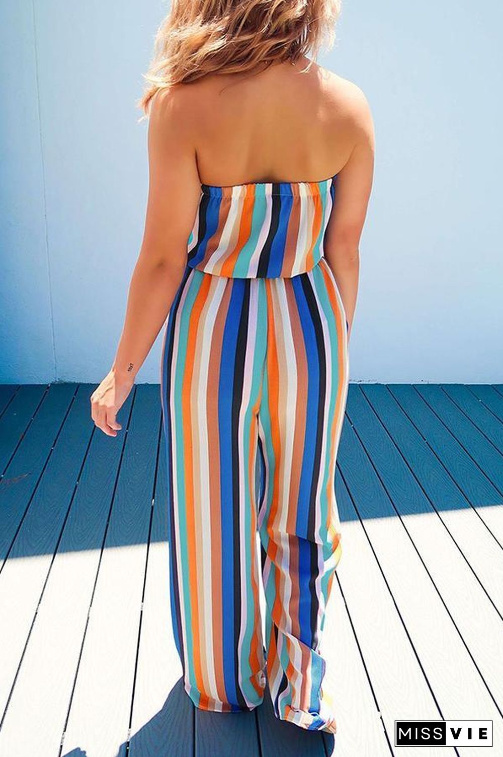 Colorful Striped Tube Jumpsuit