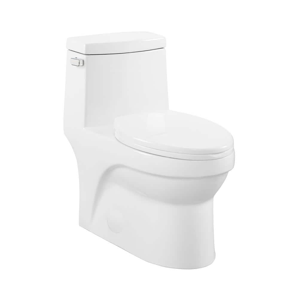 Swiss Madison Virage 1-Piece 1.28 GPF Single Flush Elongated Toilet in Glossy White, Seat Included SM-1T123