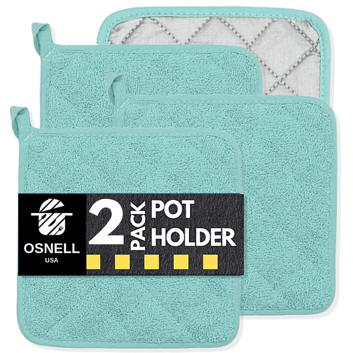 Pot Holders 7 Square Solid Color (Pack of 2) - Soft Teal - Pot Holders For Kitchen