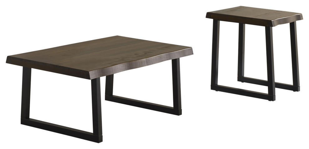 Jennings Live Edge 2 Piece Occasional Set   Industrial   Coffee Table Sets   by Steve Silver  Houzz