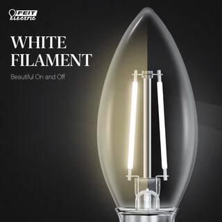 Feit Electric 60-Watt Equivalent B10 E12 Candelabra Dim White Filament Clear Glass Chandelier LED Light Bulb Soft White 2700K (3-Pack) CTC60927CAWFILHDRP3