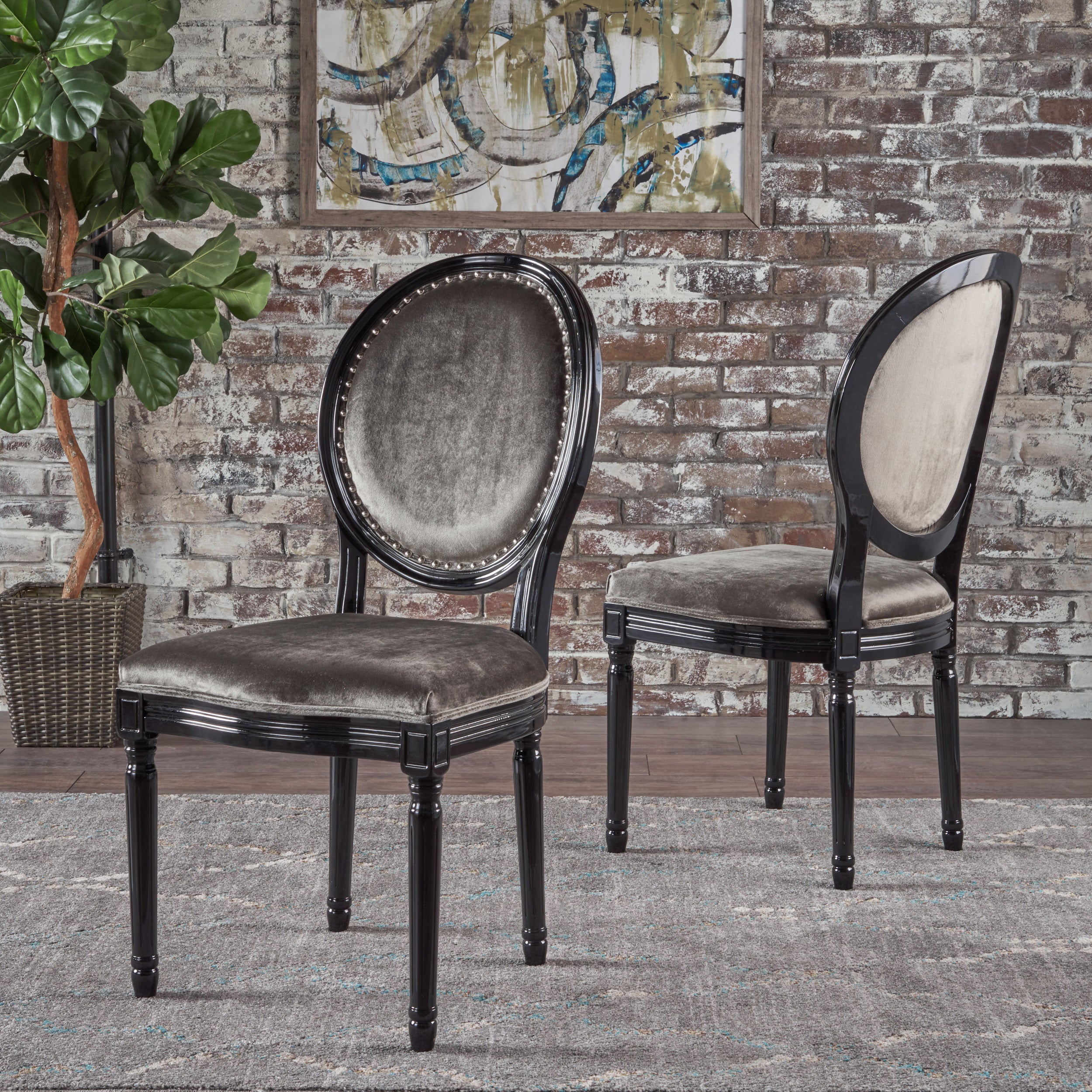 Landon Traditional New Velvet Dining Chairs (Set of 2)