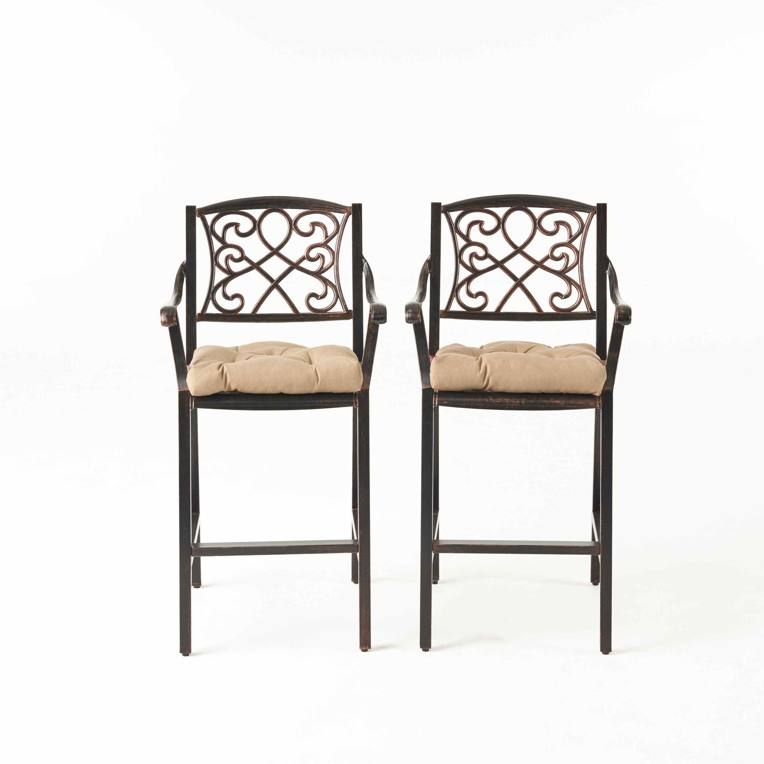 Mariella Outdoor Barstool with Cushion (Set of 2)