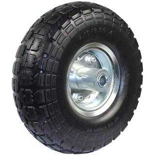 10 in. Dia Flat Free All Purpose Tire with 58 in. Ball Bearing Axle Bore Dia Black 50501