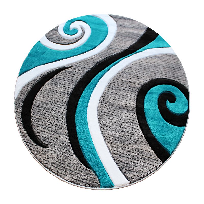 Masada Rugs Masada Rugs Sophia Collection 4'x4' Round Modern Contemporary Hand Sculpted Area Rug in Turquoise