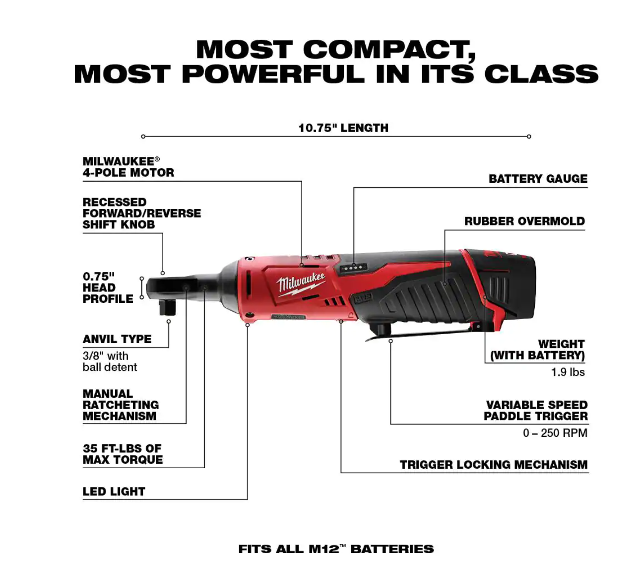 Milwaukee 2520-21XC-2457-20 M12 FUEL 12-Volt Lithium-Ion Brushless Cordless HACKZALL Reciprocating Saw Kit W/ M12 3/8 in. Ratchet