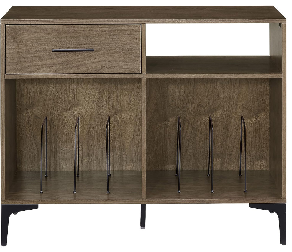 Sydney Record Storage Media Console Walnut   Industrial   Media Cabinets   by Pot Racks Plus  Houzz