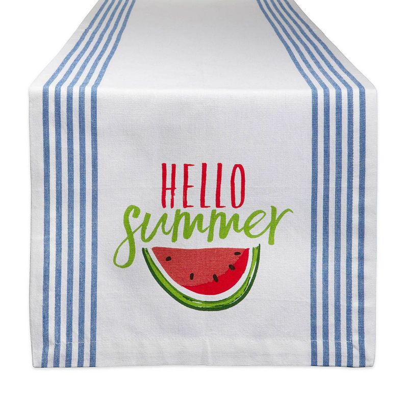 72 White and Blue HELLO Summer Printed Table Runner