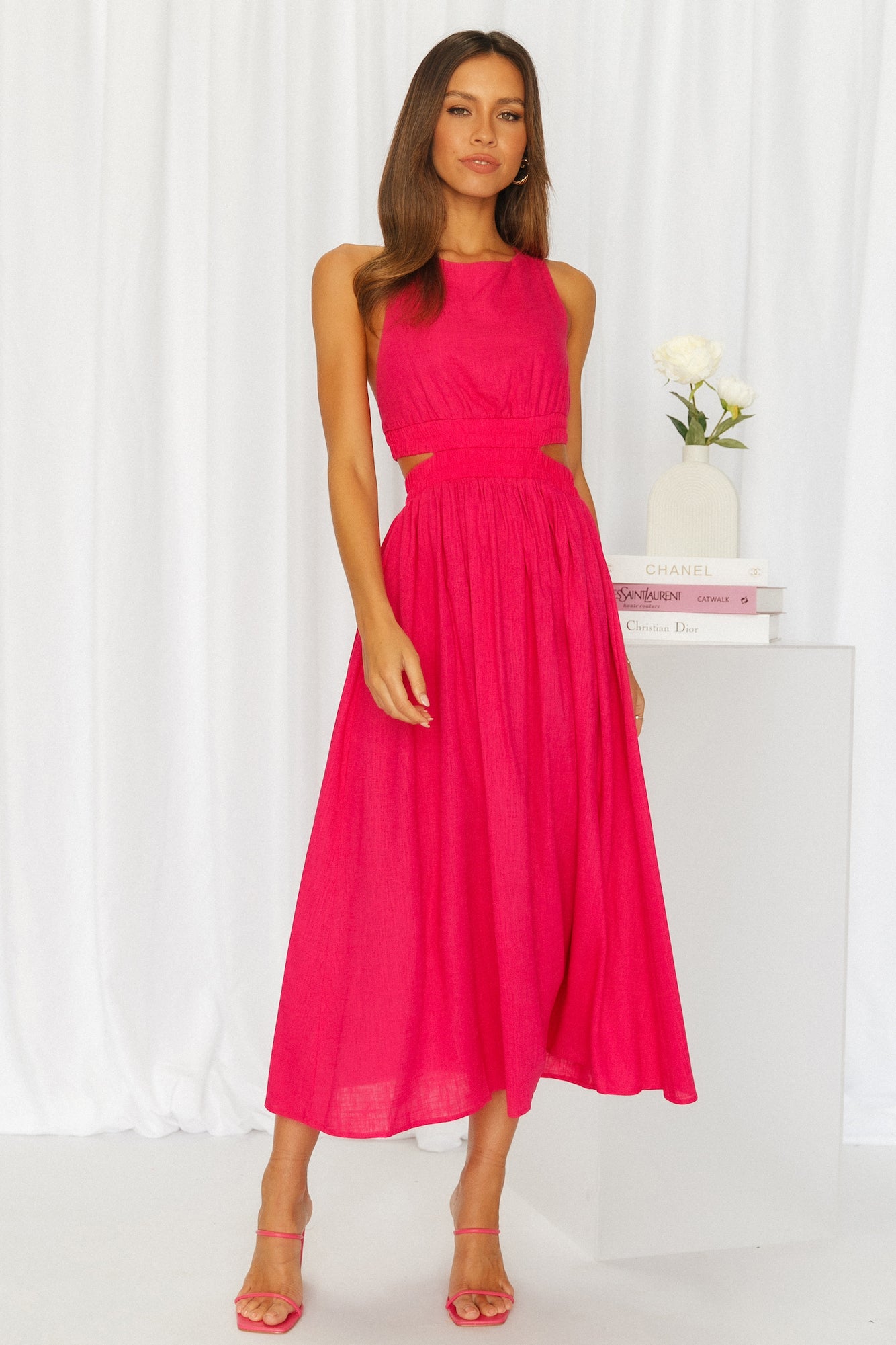 Bayside Beauty Midi Dress Hot Pink