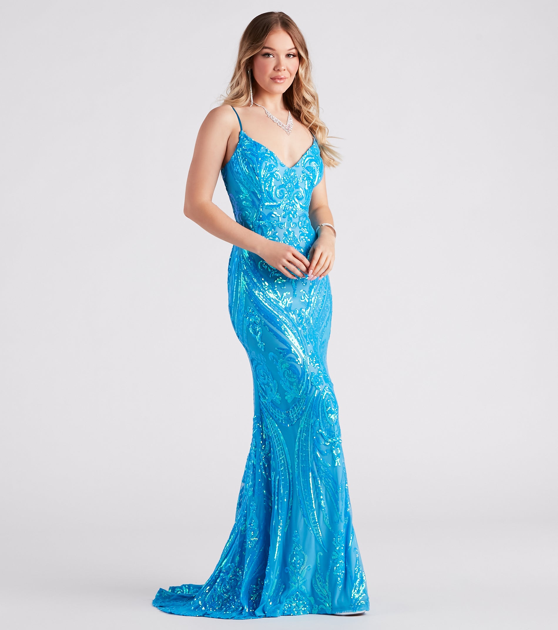 Hayley Formal Sequin V-Neck Mermaid Dress