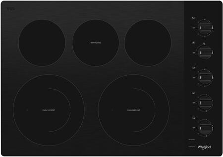 Whirlpool WCE77US0HB 30inch Electric Ceramic Glass Cooktop with Two D