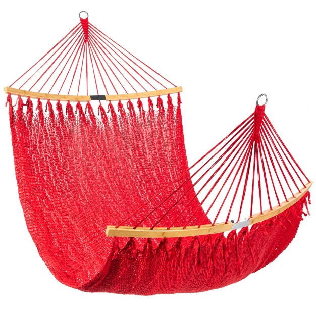 Best Choice Products 2 person Woven Polyester Outdoor Caribbean Hammock W Curved Bamboo Spreader Bar