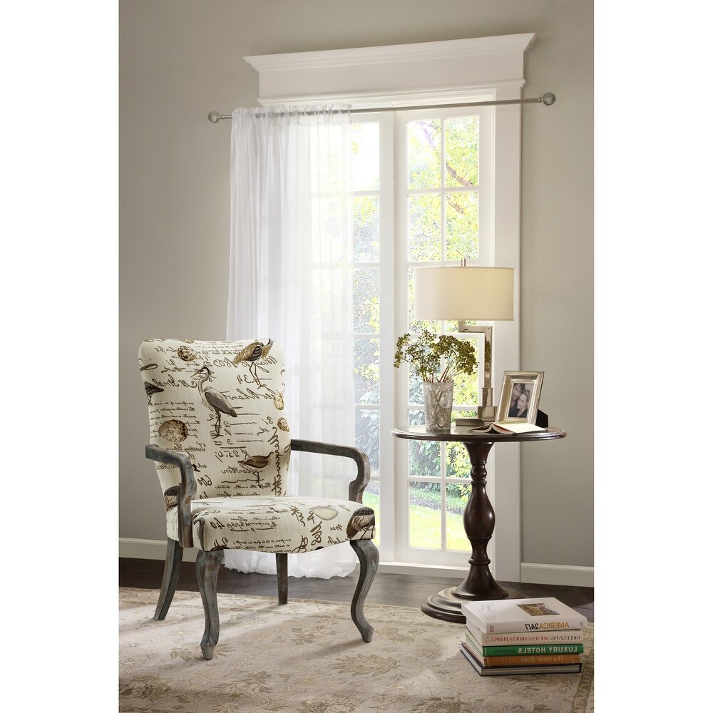 Madison Park Joni Ivory Multi Goose Neck Arm Chair