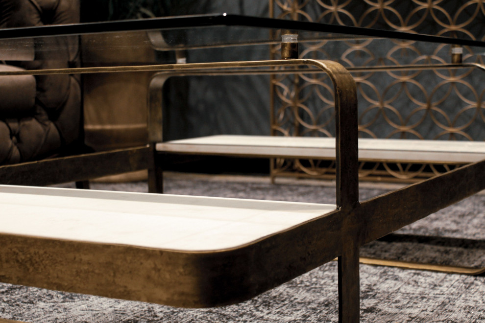 Translucent Coffee Table  Brass/White   Contemporary   Coffee Tables   by LH Imports  Houzz