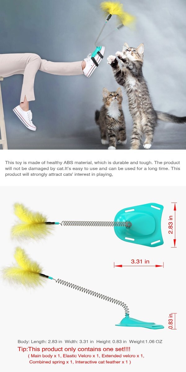 EYS Handsfree Teaser Wand Cat Toy， Blue