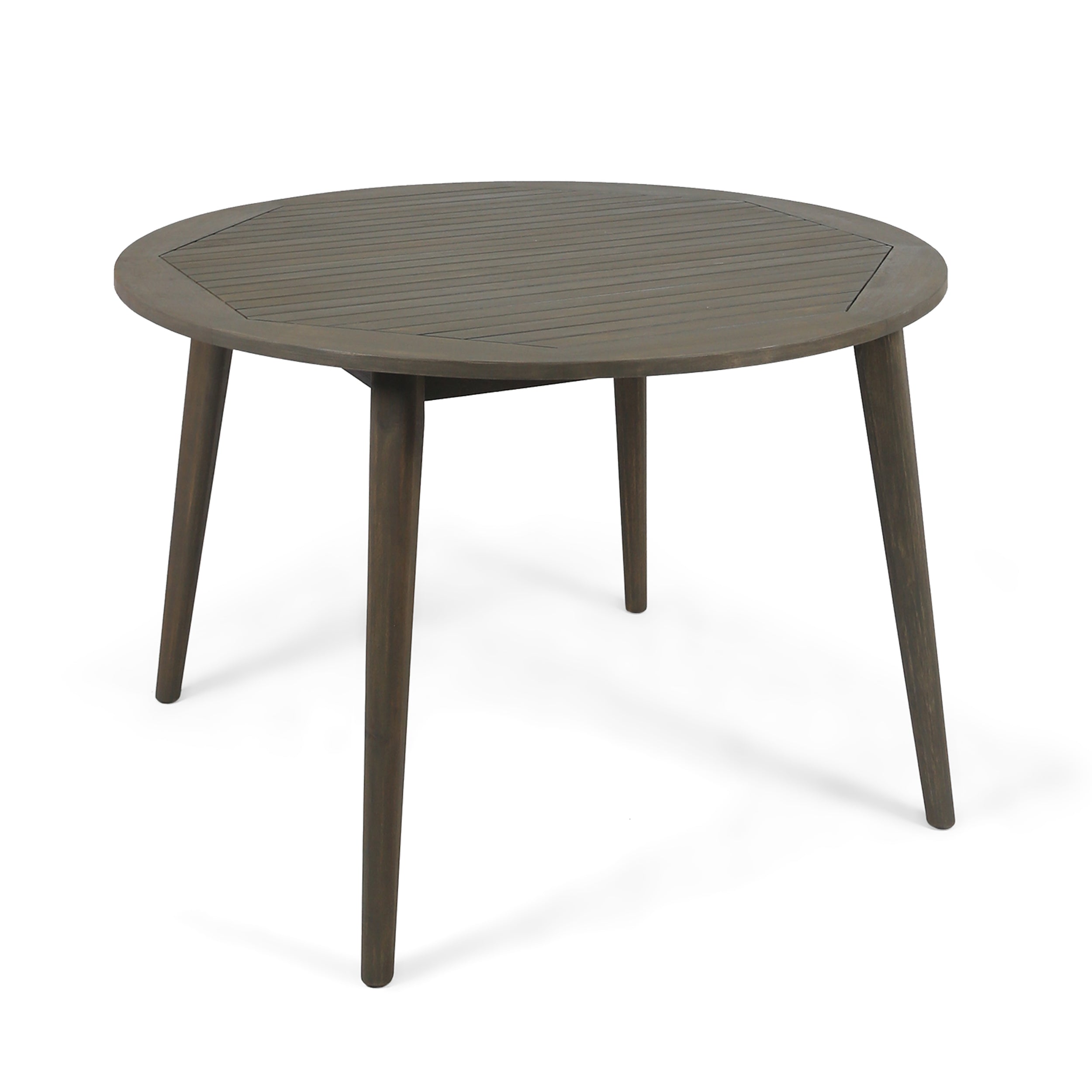 Nick Outdoor Acacia Wood Round Dining Table