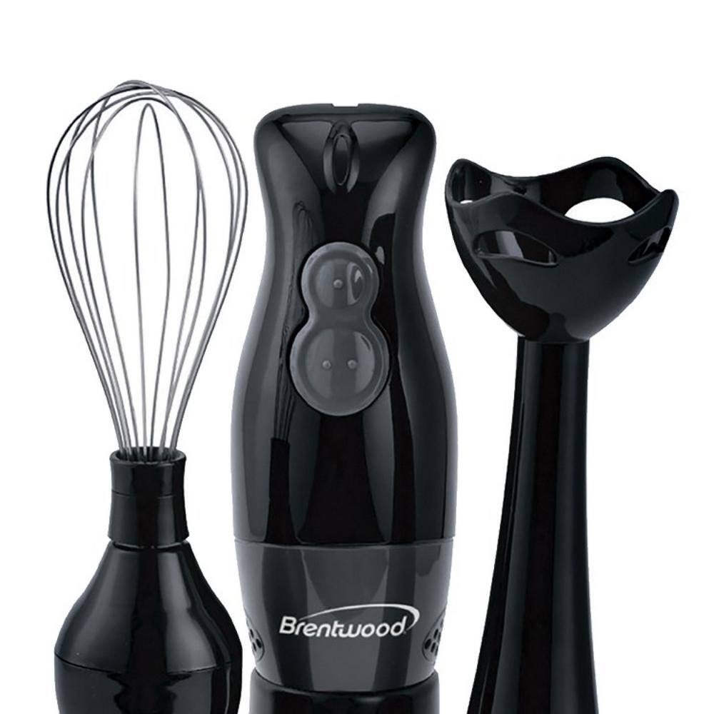 Brentwood Appliances 2-Speed Black Hand Mixer Blender and Food Processor with Balloon Whisk HB-38BK