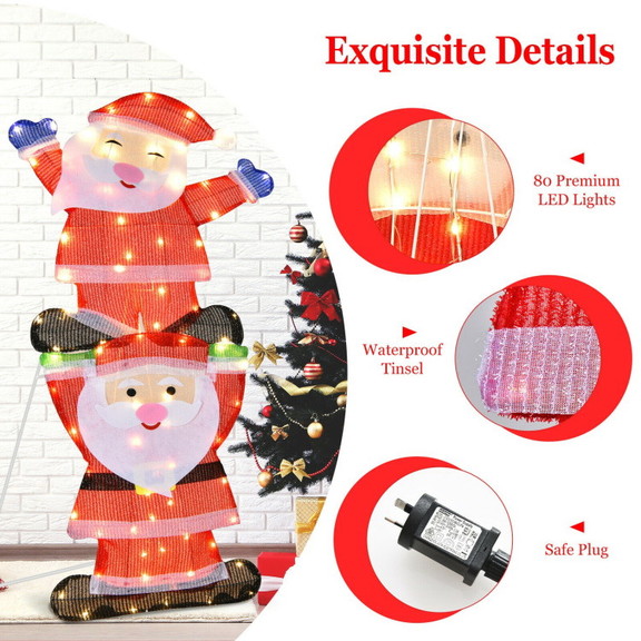 Costway 17342569 LED Double Santa Yard Christmas D...