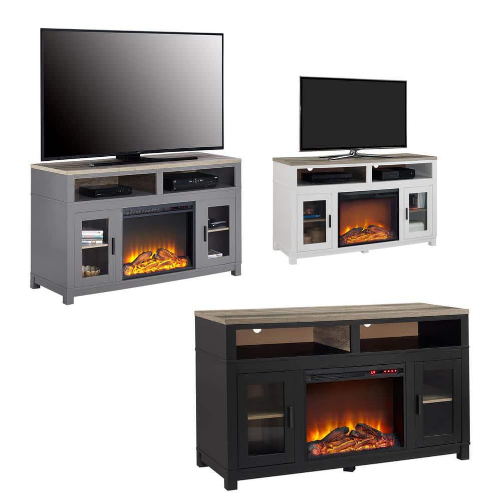 Ameriwood Home Viola 541 in Freestanding Electric Fireplace TV Stand for TVs up to 60 in W in Black