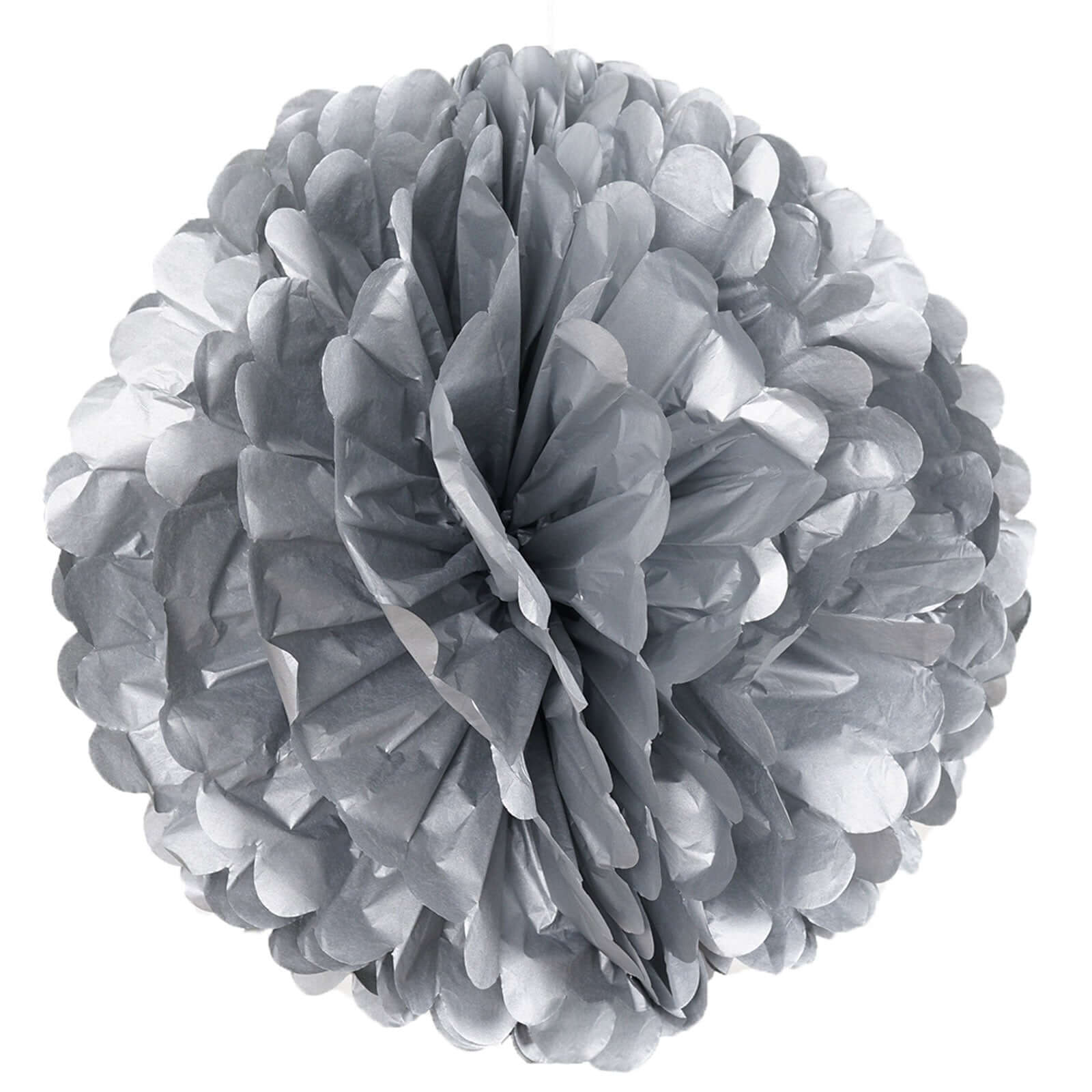 6 Pack Silver Tissue Paper Pom Poms Flower Balls, Ceiling Wall Hanging Decorations 16