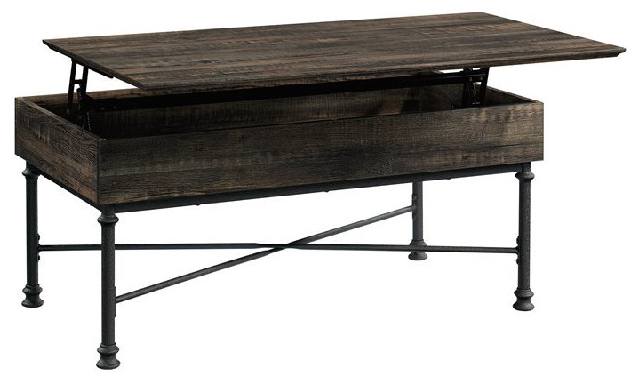 Sauder Canal Street Engineered Wood Lift Top Coffee Table in Carbon Oak   Industrial   Coffee Tables   by Homesquare  Houzz