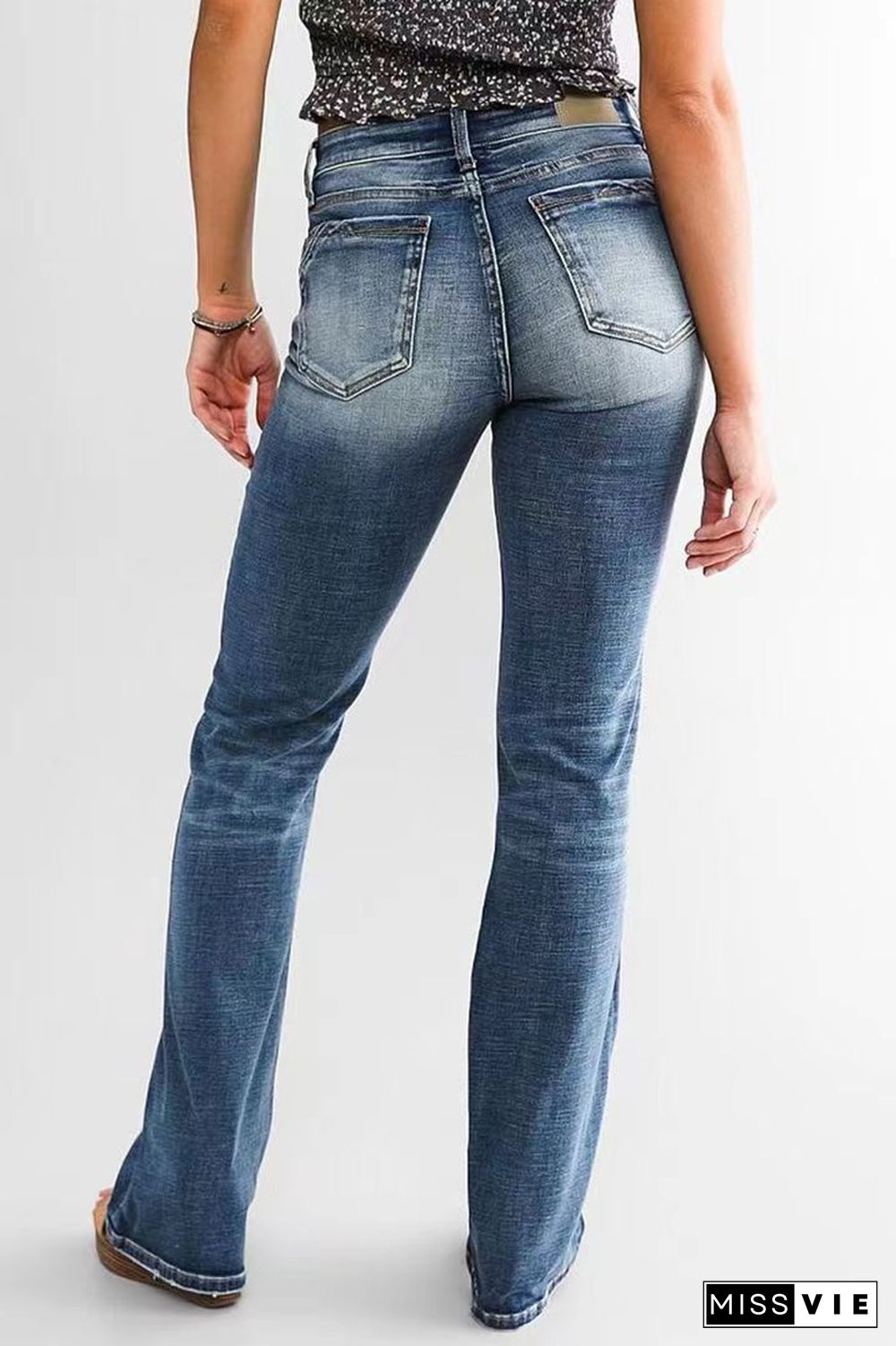 High Waist Zip Up Denim Jean Pants