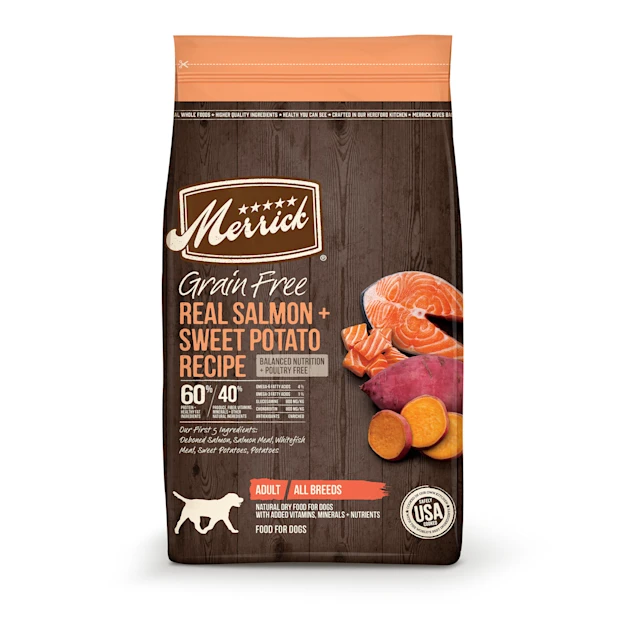 Merrick Grain Free Real Salmon and Sweet Potato Recipe Dry Dog Food， 10 lbs.