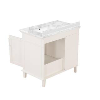 Home Decorators Collection Sonoma 36 in. W x 22 in. D x 34.50 in. H Bath Vanity in Off White with Carrara Marble Top Sonoma 36OW