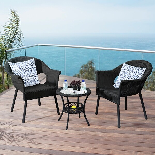 Cozywor 3Piece Outdoor Wicker Patio Bistro Chair Set