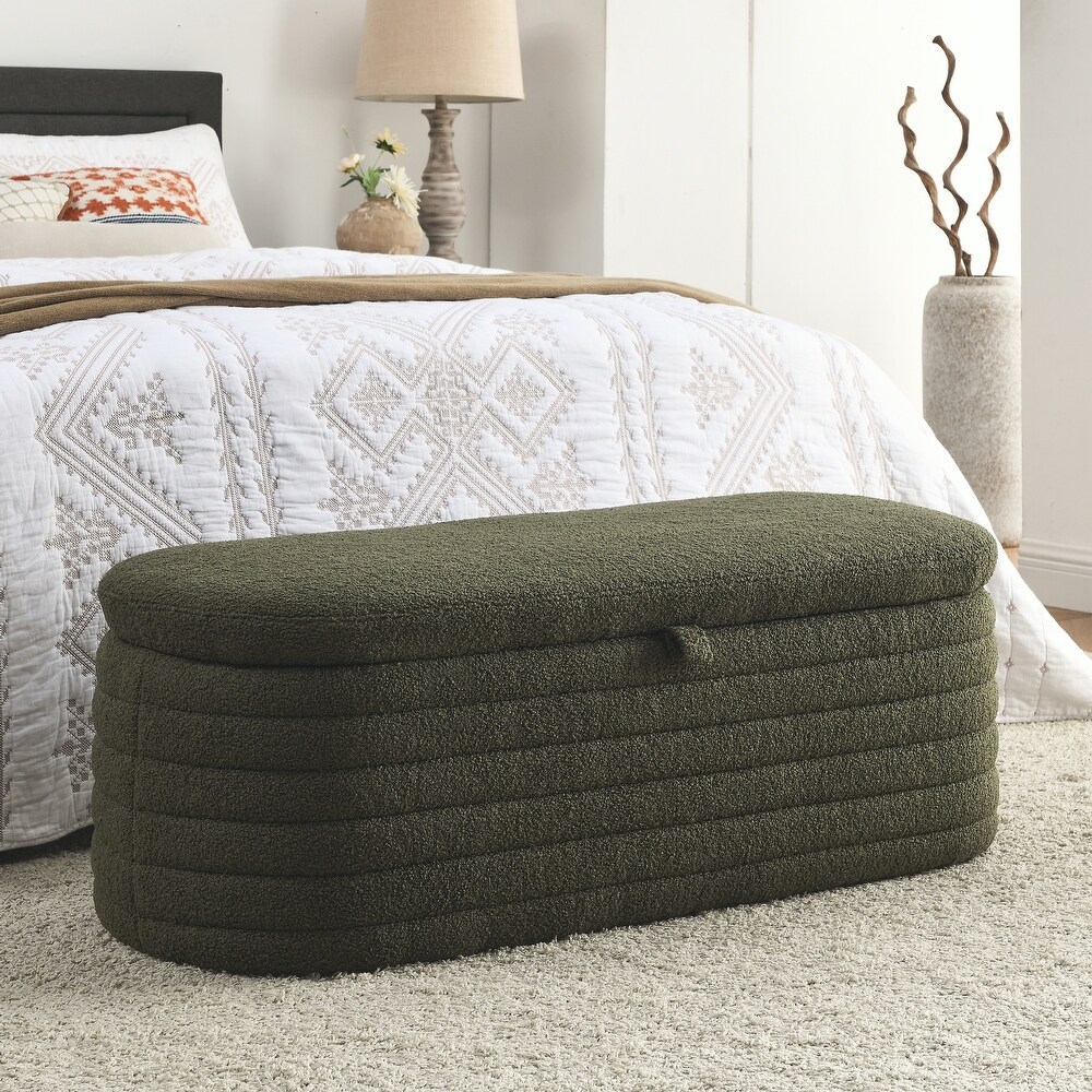 Storage Ottoman Bench Upholstered Fabric Storage Bench