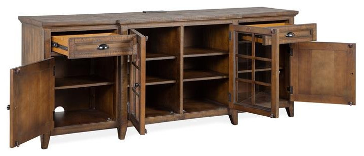 Bay Creek 80 quotEntertainment Console Toasted Nutmeg   Farmhouse   Entertainment Centers And Tv Stands   by Homesquare  Houzz