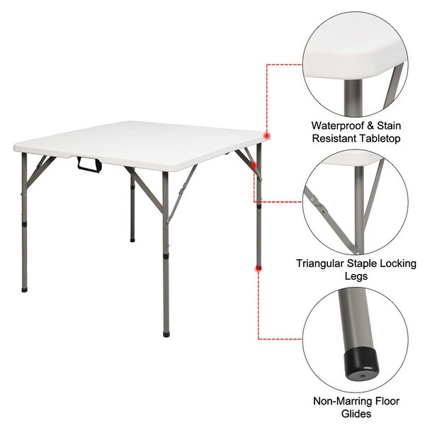 Outdoor 34 in.D x 29 in.H Portable Plastic Camping Table，White