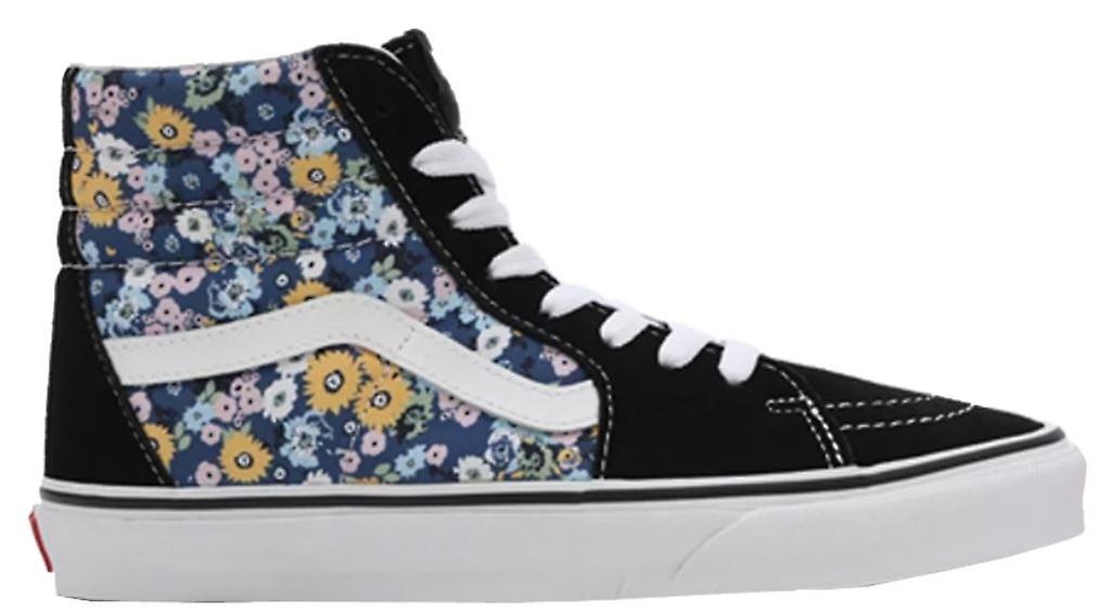 Vans UA SK8 Hi Floral Black White Womens Suede and Canvas Skate Trainers