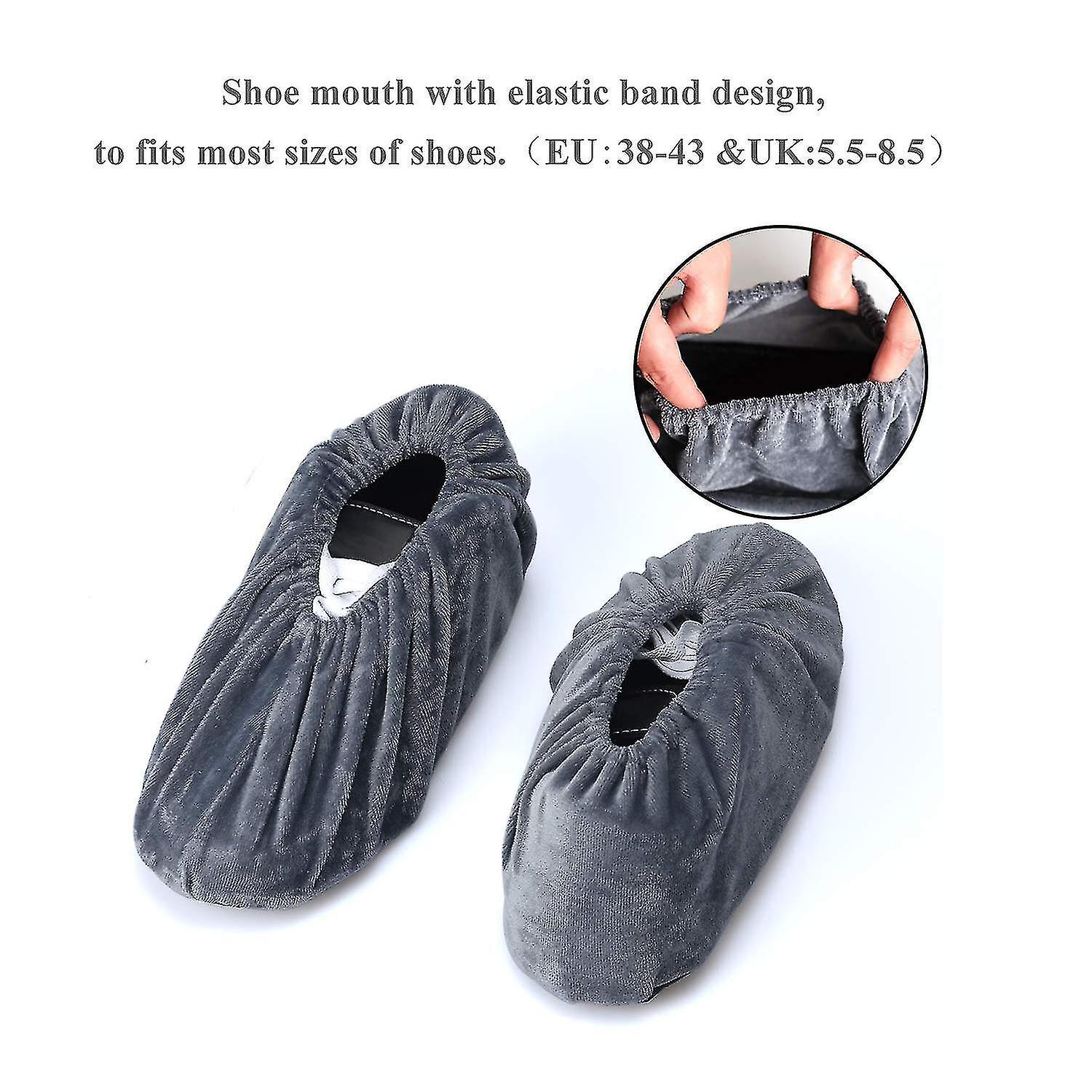 5 Pairs Washable Overshoes Reusable Anti-slip Shoe Cover Non-slip Slipper With Flannel For Home