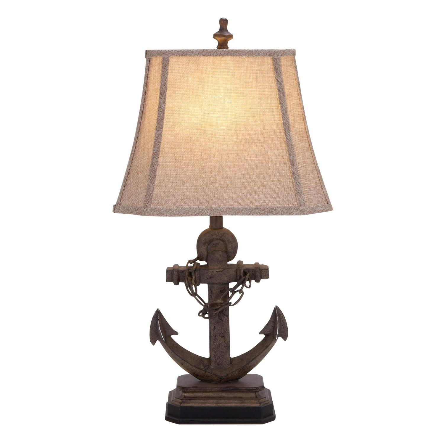 DecMode Brown Polystone Nautical Table Lamp 28 ， Set of 2