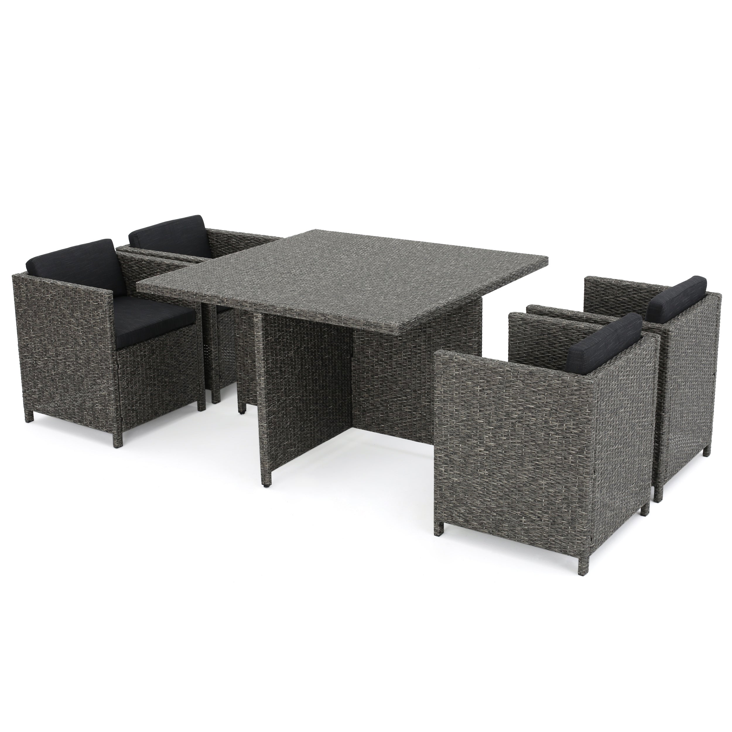 Calella 5-Piece Outdoor Dark Grey Wicker Dining Set