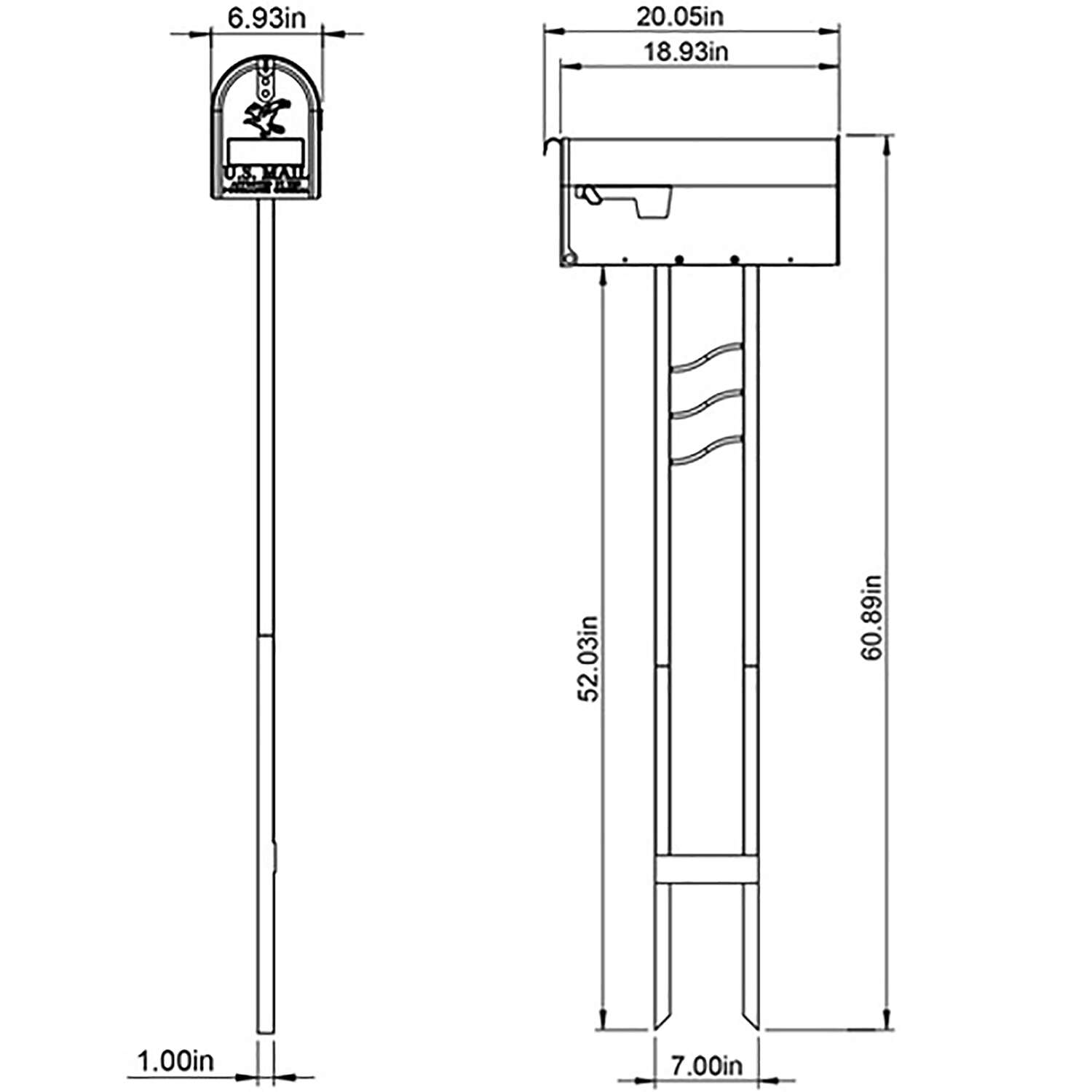 Gibraltar Mailboxes Mailbox-To-Go Classic Galvanized Steel Post Mount Black Mailbox