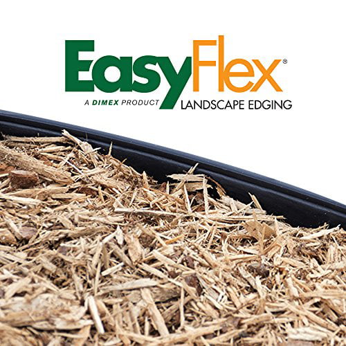 EasyFlex Pound-in Landscape Edging with Anchoring Stakes, 4.5 in. Straight Top Plastic Garden Border, 12 Foot Kit, Black, (3500-12C-3)