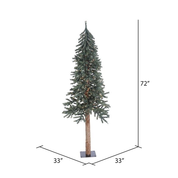 Vickerman 6' Natural Bark Alpine Artificial Christmas Tree，Warm White Duralit LED Lights