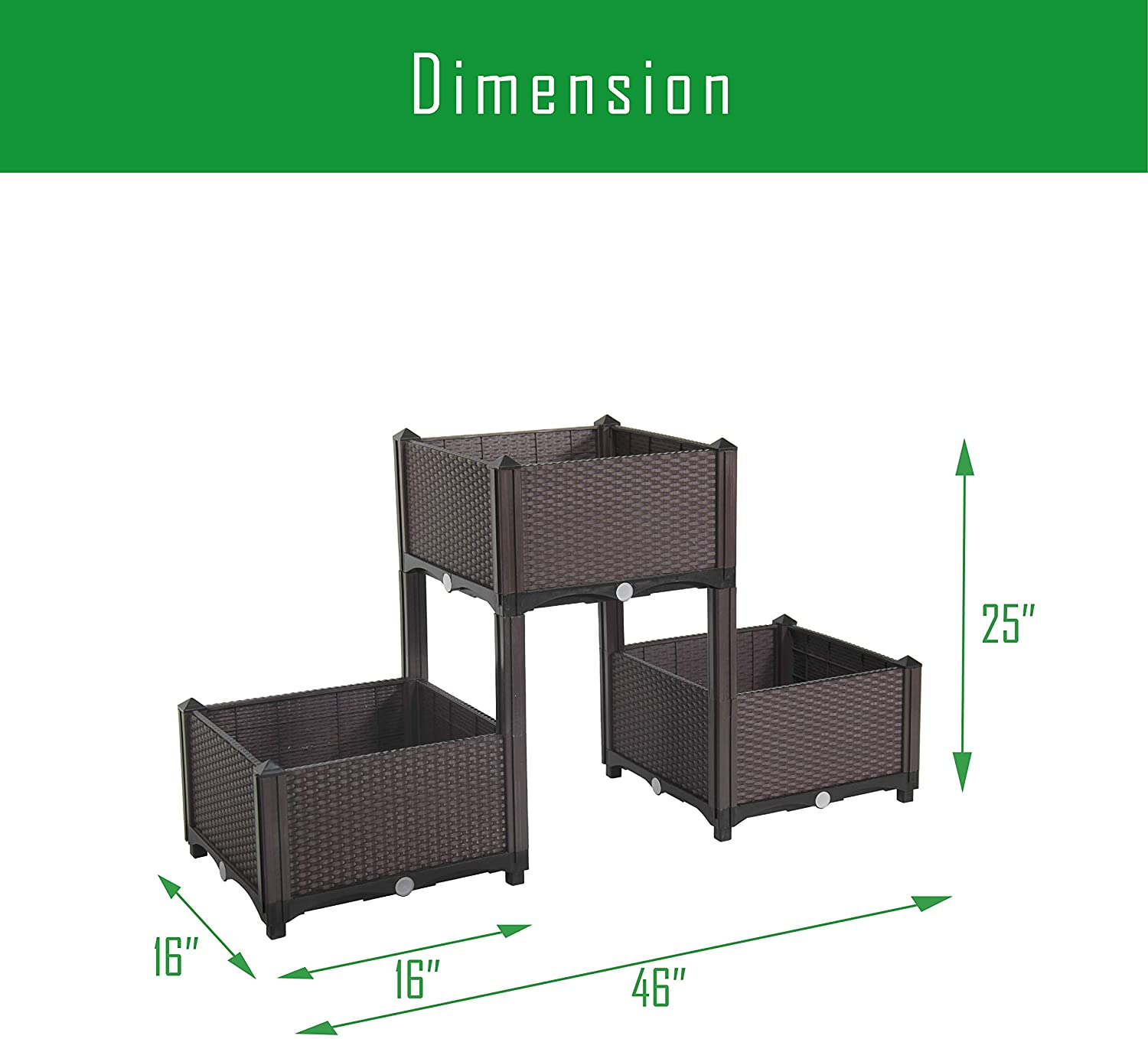 Planter Raised Beds - Elevated Planter Garden Box with Drainage Plug Raised Garden Beds for Vegetable/Flower/Herb Outdoor Standing Planter Beds Gardening Kit, RGB-3