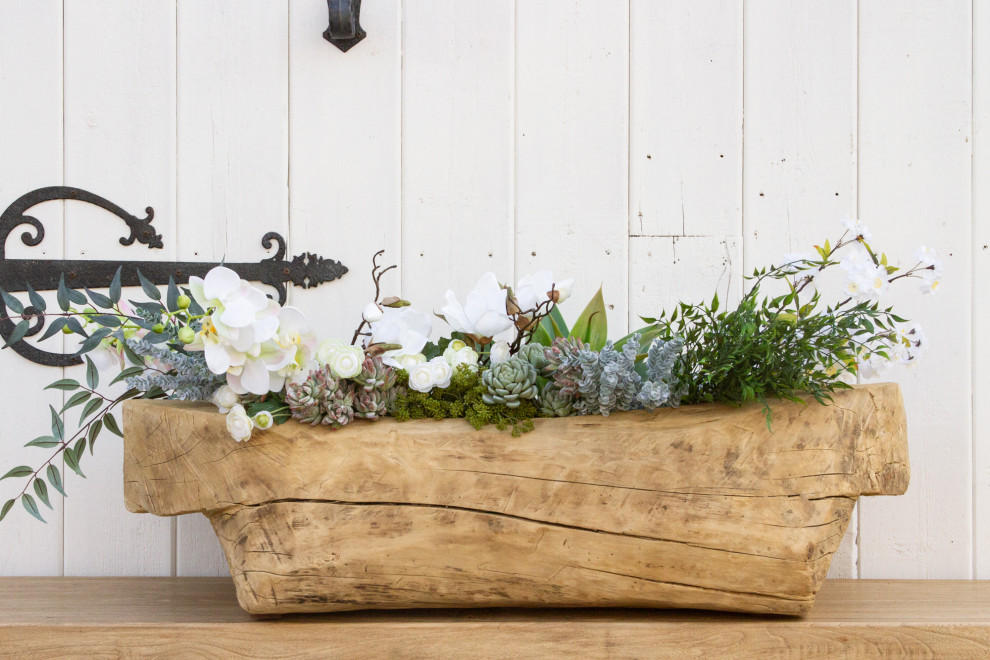 Massive Antique Bleached Wood Trough Planter   Rustic   Outdoor Pots And Planters   by De cor  Houzz