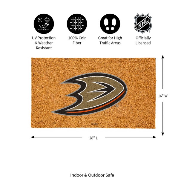 Evergreennhlanaheim Ducks Logo Natural Coir 28 X 16 Inches Indoor Outdoor Doormat