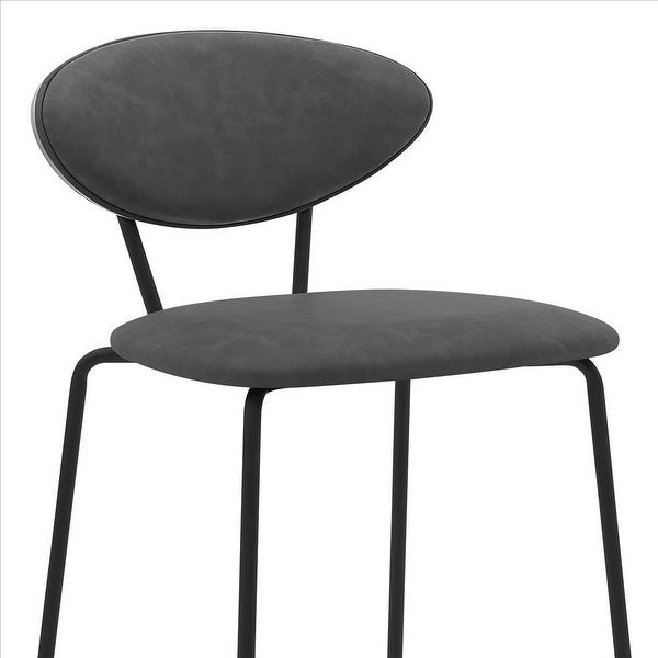 26 Inch Leatherette Counter Height Barstool， Black and Gray - 35.5 H x 18.5 W x 20 L Inches