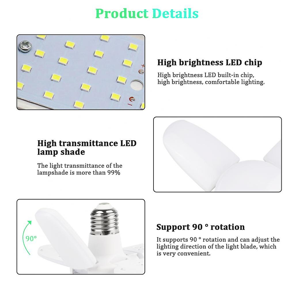 Four Leaf Led Garage Lights Replacement Garage Lights Industrial Lighting E27 Lamp Fan Blades